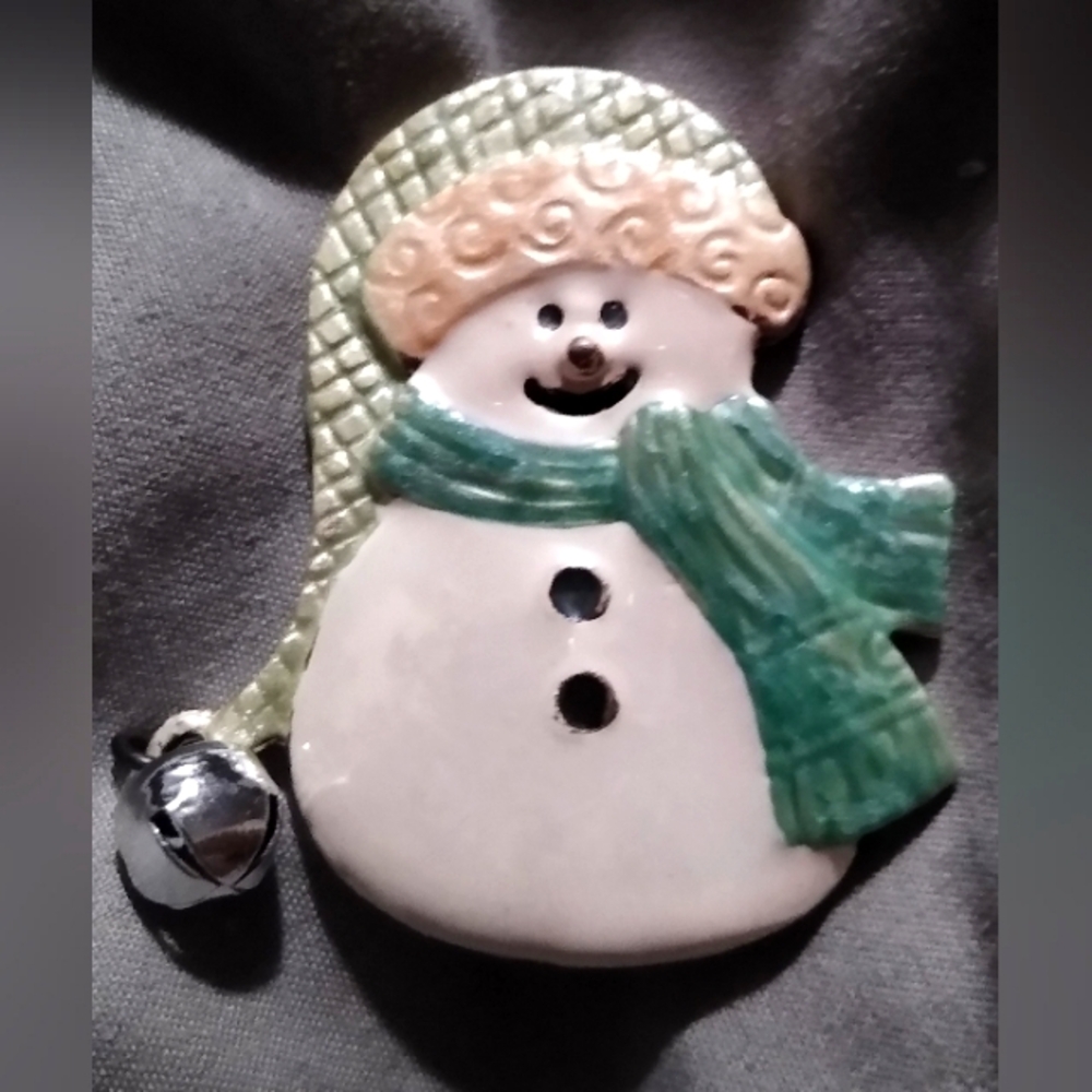 Vintage TC Snowman Brooch